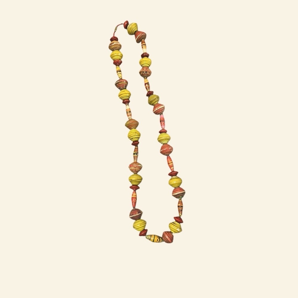 Vintage African Paper Bead Necklace | Bold Artisan | Boho Eco Style | Handmade